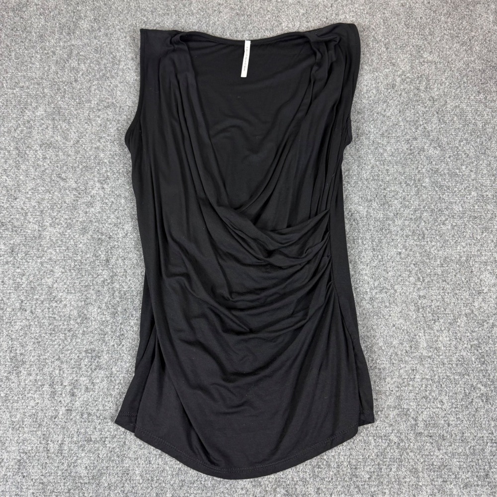 S-Twelve Black Sleeveless Draped Cowl Neck Surplice Wrap Top Y2K Grunge Goth